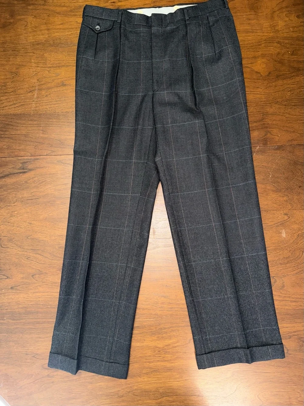 Austin Reed Charcoal Windowpane Suit Set Retro Vintage Bespoke Sports Coat Pants